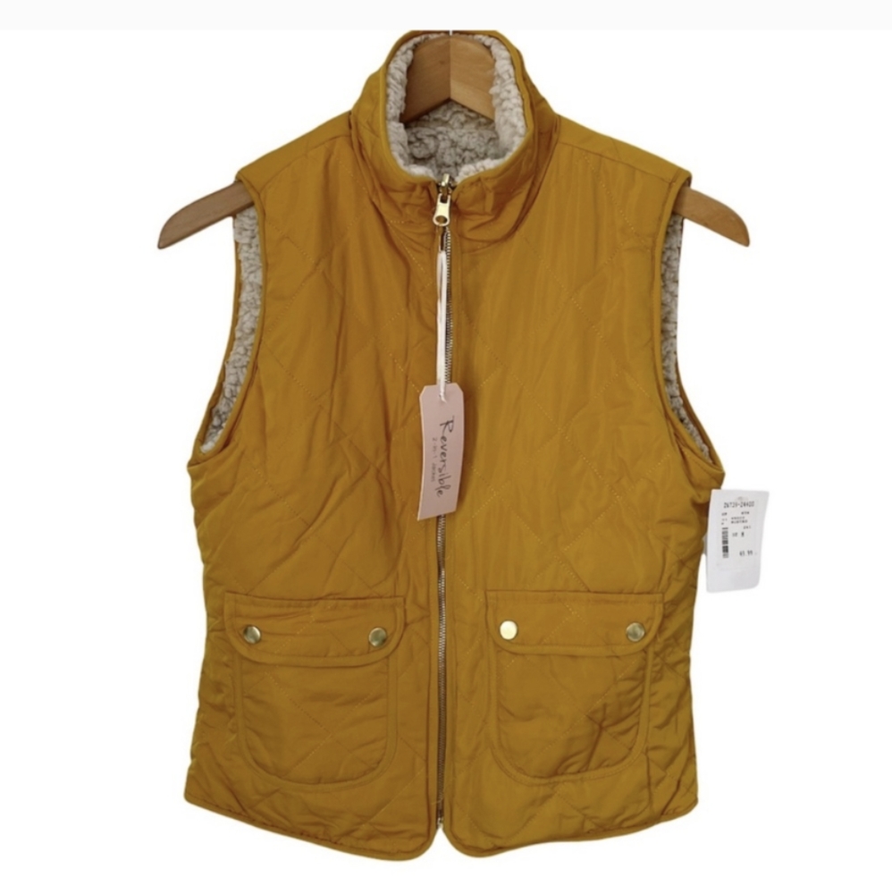 Ivy & Leo Reversible Vest Mustard/Faux Sherpa NWT